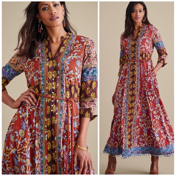 NWT Soft Surroundings Carmela Long Sleeve Maxi Dress - Picture 1 of 13